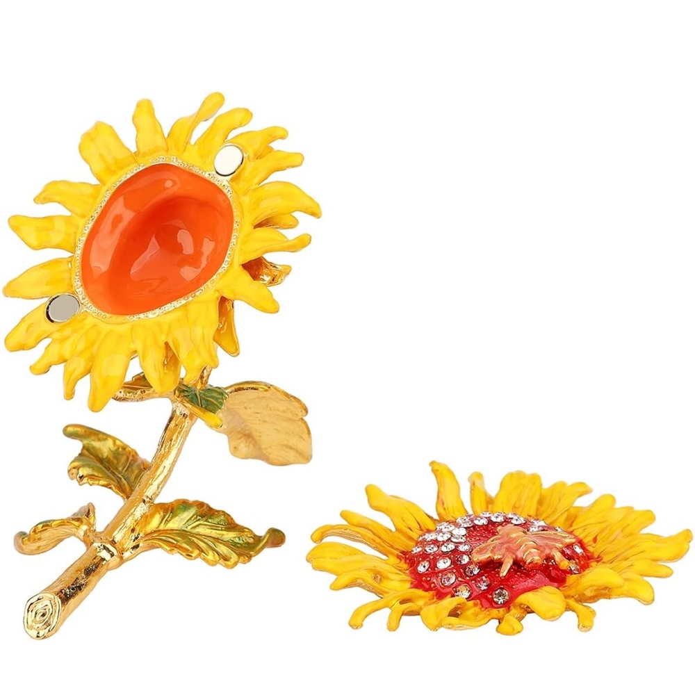 Sunflower Trinket Box Tchotchke NIB - Picture 4 of 5
